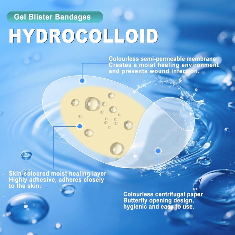 Arme Hydrocolloid Bandages, 120Pcs Gel Blister Bandages for Feet, Waterproof Blister Pads Blister for Prevention & Recovery, Blister Hydroseal Bandaids for Heel Toes Protection(4 Shape Variety Pack) - Image 4